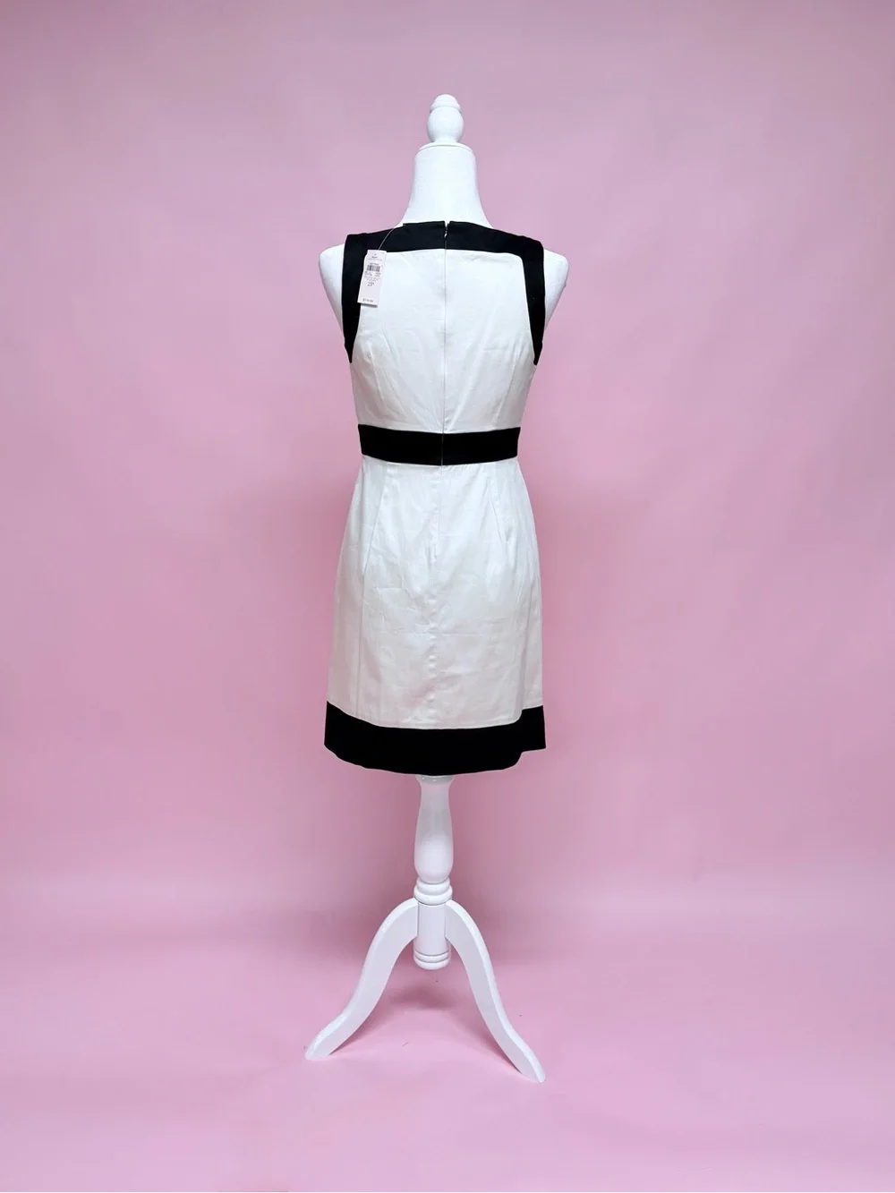 Ann Taylor Sleeveless Cream and Black Sheath Dress - Picture 7 of 9